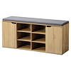 Półka na buty z siedziskiem z 2 drzwiczkami i 6 przegródkami 103 x 48 x 30,5 cm, dekor dębowy KESPER