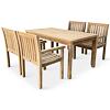 Ogrodowe meble drewniane – stół Garden I + 4x krzesło Kingsbury, teak NOELA 345917SETK14