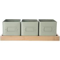 Greenish doniczka na zioła 11,5 x 11,5 cm + podstawka, metal/bambus ORION 310629