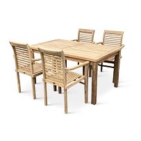 Drewniane meble ogrodowe – stół Garden I. + 4x krzesło Stucking, teak NOELA 3459175