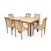 Drewniane meble ogrodowe – stół Garden I. + 6x krzesło Stucking, teak NOELA 3459176