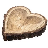 Taca serce 22 x 22 x 3 cm, mango/kora INDECOR X10559