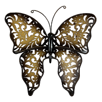 Motyl metalowy brązowo-beżowy mniejszy 26 x 24 cm Prodex A00569