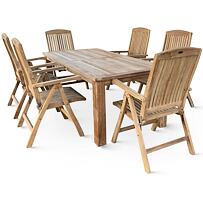 Drewniane meble ogrodowe – stół Garden III + 6x krzesło America, teak NOELA 345982