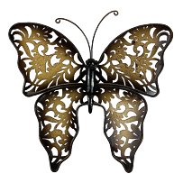 Motyl metalowy brązowo-beżowy większy 37 x 34 cm Prodex A00568