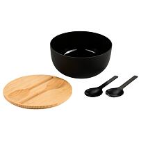 Misa na owoce i sałatki z sztućcami i bambusową pokrywką, Ø 24 cm, czarna KESPER 58470