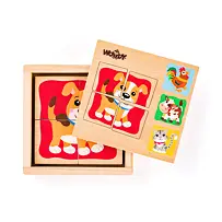 Minipuzzle Zwierzątka, w drewnianym pudełku WOODY 102193048