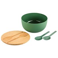 Misa na owoce i sałatki z sztućcami i bambusową pokrywką, Ø 24 cm, zielona KESPER 58471