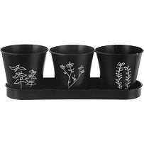 Black doniczka na zioła Ø 11 cm + podstawka, metal ORION 310628