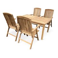Drewniane meble ogrodowe – stół Garden I. + 4x krzesło America, teak NOELA 34591734