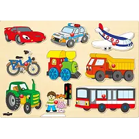 Puzzle na desce „Środki transportu”, 9 elementów WOODY 102191906