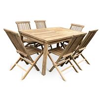 Drewniane meble ogrodowe – stół Garden I. + 6x krzesło Clasic, teak NOELA 3459172