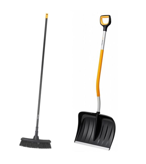 Łopata SnowXpert+Szczotka uniwersalna Fiskars 1057186+1025921