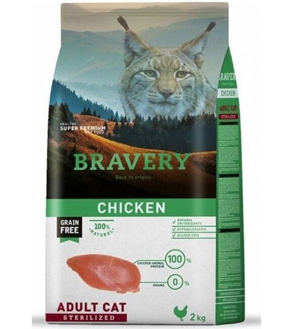 Cat STERILIZED Karma dla kotów 7kg - kurczak BRAVERY 2100939