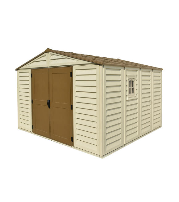 WoodBridge Plus Domek ogrodowy 10 m² + konstrukcja podłogowa, winylowy, beżowy DURAMAX 40224