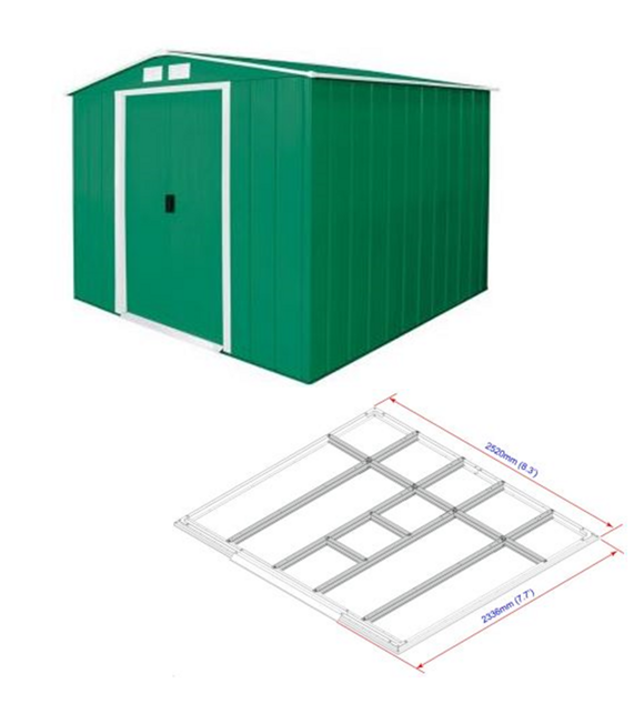 Titan Eco XL Domek ogrodowy 6,3 m² + profile podłogowe, zielony DURAMAX 60161 + 57112