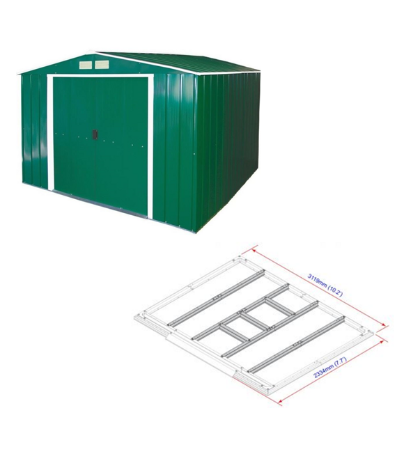 Colossus Eco XL Domek ogrodowy 9,7 m² + profile podłogowe, zielony DURAMAX 61261+57212
