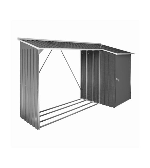 Schowek na drewno z drewnianą szopką 272,4 x 108,8 x 160,4 cm, blaszany, antracyt DURAMAX 53651