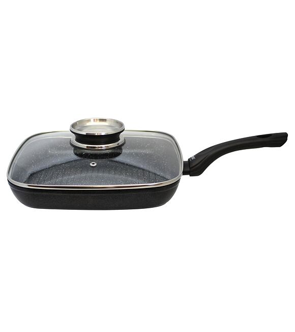 Belugo Patelnia grillowa ze szklaną pokrywką i uchwytem aromatycznym 28×28 cm ELO 59828