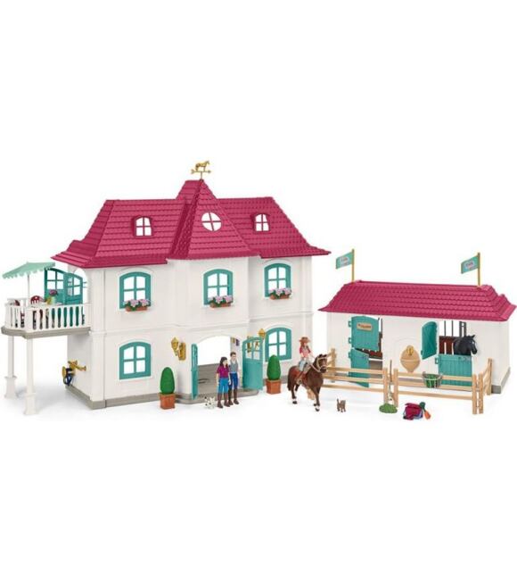 Duży dom ze stajnią, akcesoriami i przegubowymi figurkami Schleich 102642551
