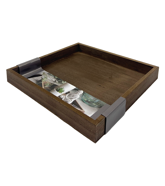 Taca drewniana kwadratowa brązowa 25 x 25 cm Prodex 695010