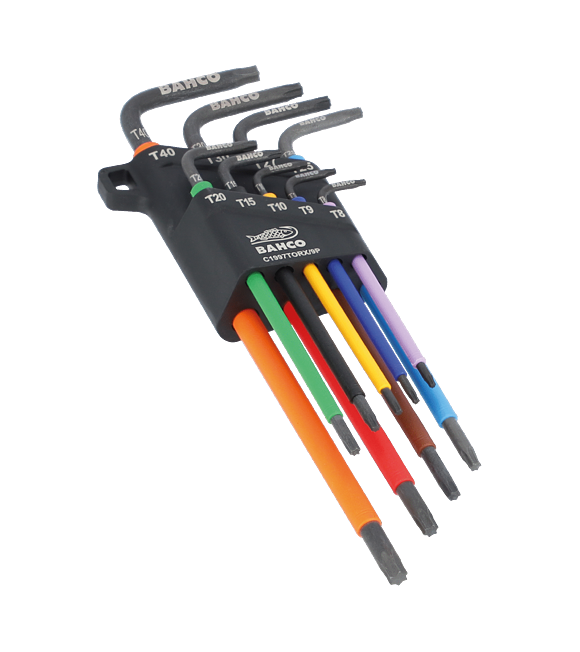 Zestaw kolorowych długich kluczy imbusowych TORX® - 9 szt. BAHCO C1997TORX/9P