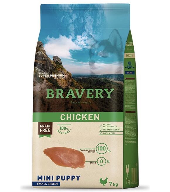 Dog PUPPY mini Karma dla psów 2kg - kurczak BRAVERY 1003501