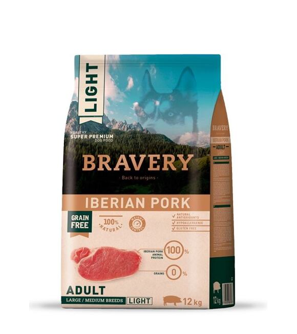 Dog ADULT large/medium Karma dla psów 4kg - Wieprzowina iberyjska BRAVERY 1003779