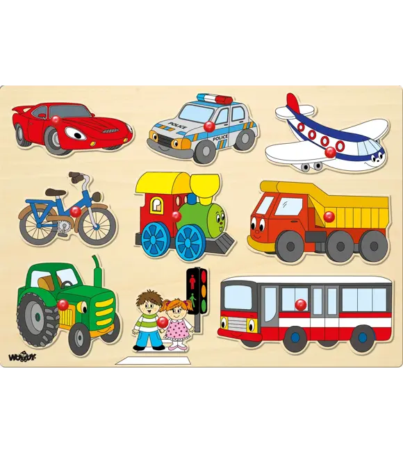 Puzzle na desce „Środki transportu”, 9 elementów WOODY 102191906