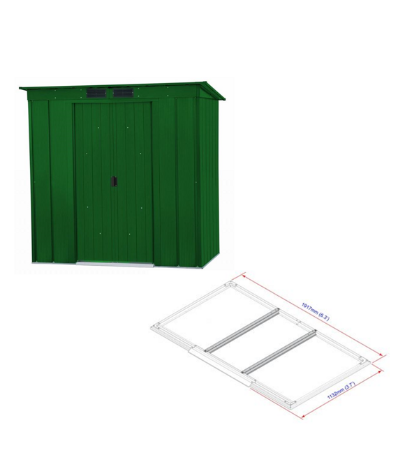 Pent Roof Eco Domek ogrodowy 2,5 m² + profile podłogowe, zielony DURAMAX 50024