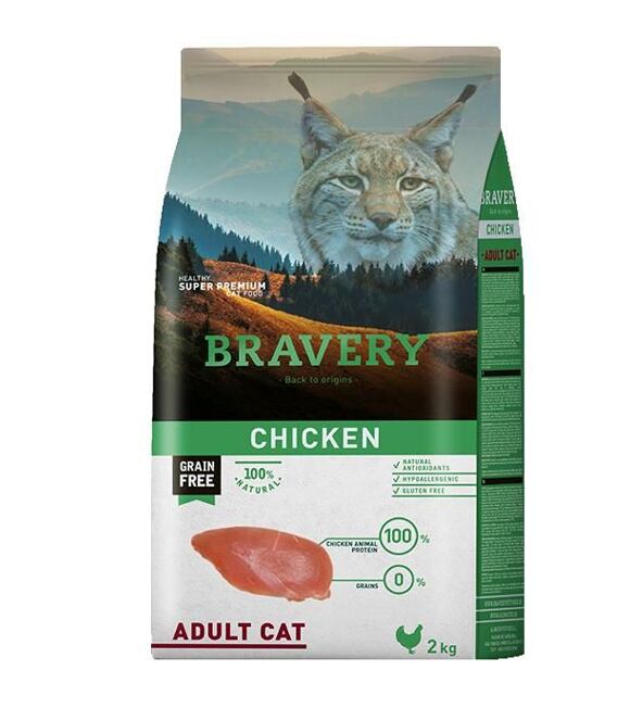 Cat ADULT Karma dla kotów 7kg - kurczak BRAVERY 2100938