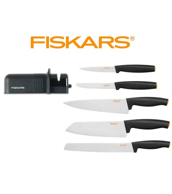Zestaw 5 noży Fiskars 1014201 + Ostrzałka do siekier i noży Fiskars 120005