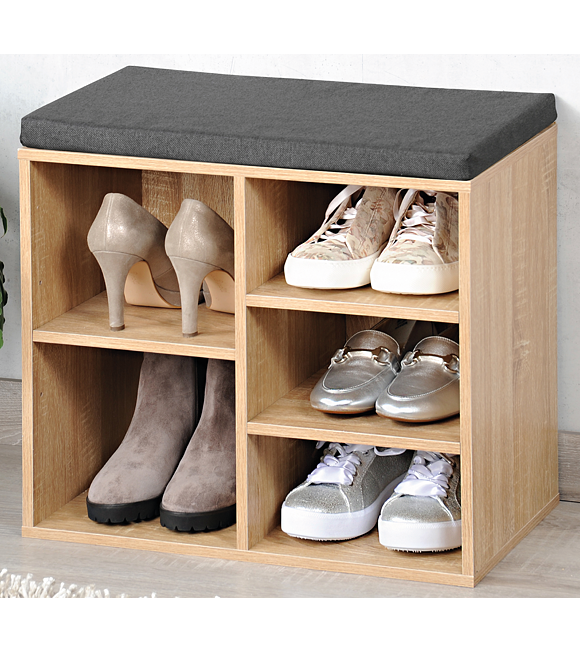 Stojak na buty z siedziskiem 51,5 x 48 x 29,5 cm, dekor dębowy KESPER 15925