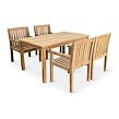 Ogrodowe meble drewniane – stół Garden I + 4x krzesło Kingsbury, teak NOELA 345917SETK14